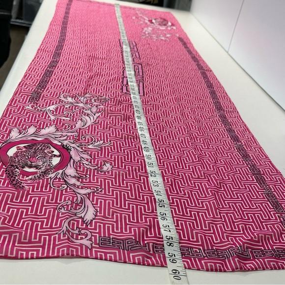 EFFY HEMATIAN pink signature sheer scarf head wrap 60" x 18" Logo - Picture 6 of 9
